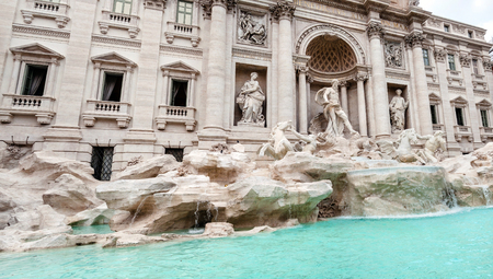 Panoramic view of the Trevi Fountain (Fontana di Trevi), Rome, Italy.の写真素材