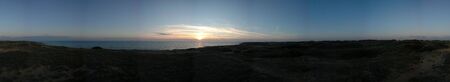 Panorama of a sunset in Bretignolles on the west coast of France.
