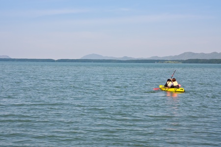 Kayaking near mangrove forestの写真素材