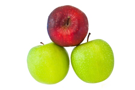 Three apple isolated on white background の写真素材