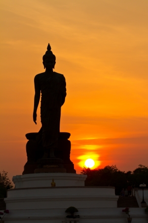 Silhouette of buddha statueの写真素材