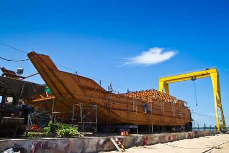 Ship construction in dockyard の写真素材