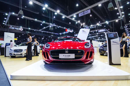 NONTHABURI - DECEMBER 6  Jaguar F-type, sport convertible car, on display at The 30th Thailand International Motor Expo on December 6, 2013 in Nonthaburi, Thailandのeditorial素材