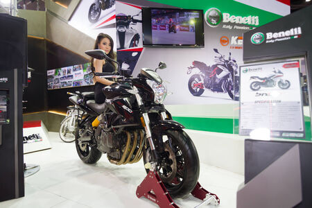 BANGKOK - APRIL 2 Unidentified model with Benelli on display at The 35th Bangkok International Motor...