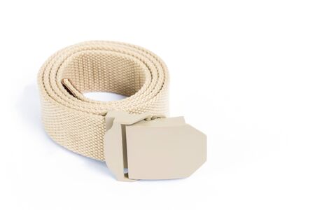 Men's fashion outdoor military tactical belt on white backgroundの写真素材