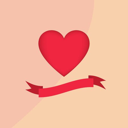 Hearth and ribbon on sweet background, vector illustrationのイラスト素材