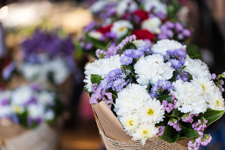 Artificial bouquet of flowers., Flowers made of fabricの写真素材