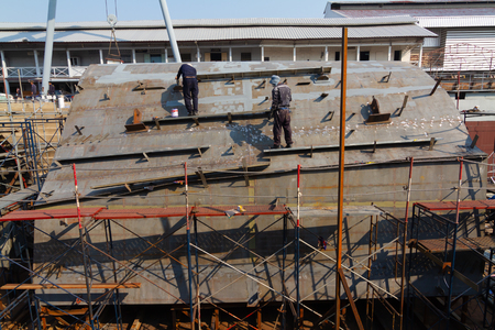 Ship building shoot inside of dry dockのeditorial素材