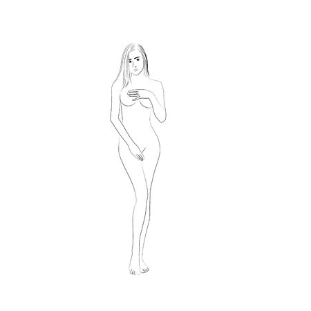 Beautiful woman body sketch standing vector illustrationのイラスト素材