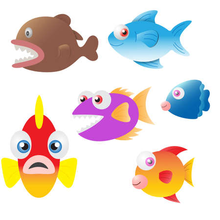 Cute sea animals Ffat vector characters., vector illustrationのイラスト素材