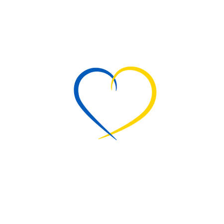 Heart shape with Ukranian flag collors., support Ukraine., love and peace for Ukraineon people., vector  illustrationのイラスト素材