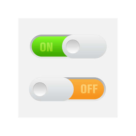 On and Off toggle switch buttons for material design switch buttons set Vector illustration.のイラスト素材