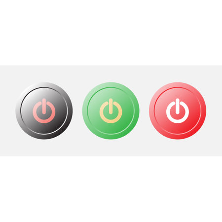 Three piece sart stop push button on white background vector illustrationのイラスト素材
