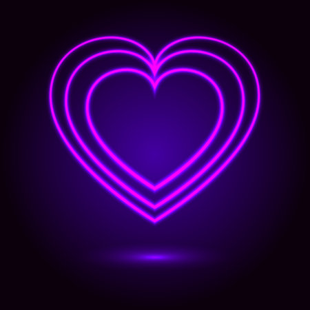 Three layer  heart neon light vector illustrationのイラスト素材