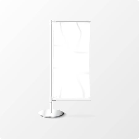 realistic vector white banner flag on white isoloate backgroundのイラスト素材