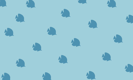 Seamless pattern with silhouettes of fish on a blue backgroundのイラスト素材