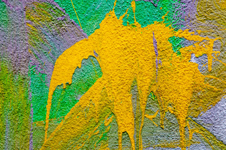 Background Texture Abstract Grunge Stone Wall Yellow Greenの写真素材