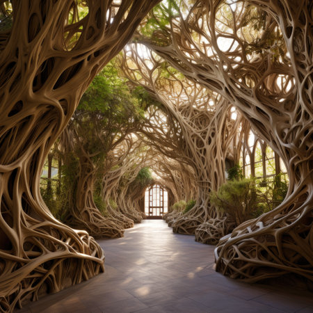 fantasy tree tunnel in the park with sunlightの素材