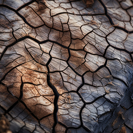 Close up of dry cracked wood texture. Abstract backgroundの素材