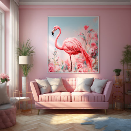 Pink sofa in the living room.の素材