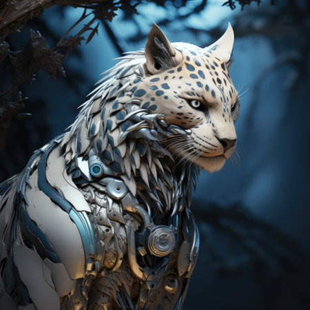 a female leopard in a fantasy forest.の素材