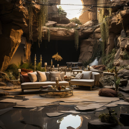 Interior of a luxury villa in the mountainsの素材