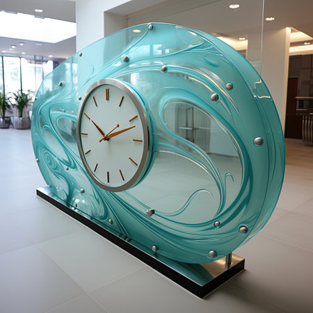 Alarm clock in the lobby of a modern office building.の素材