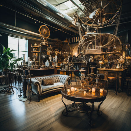 Interior of a luxury bar. Vintage furniture and accessoriesの素材