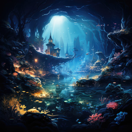 Fantasy underwater world. Fantasy world.の素材