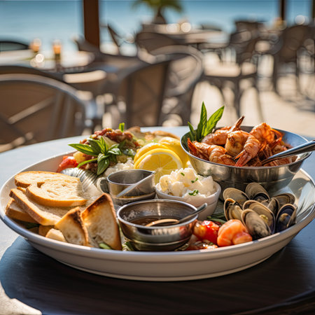 Seafood platter in a restaurant on the Mediterranean coast.の素材