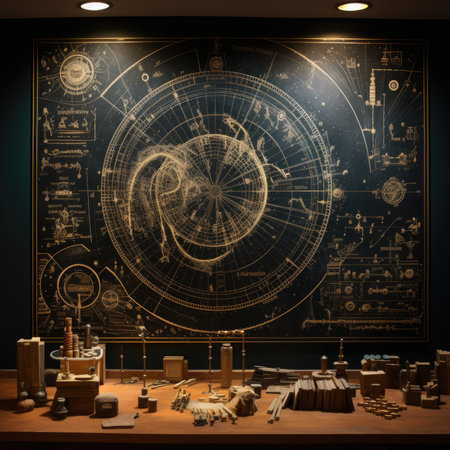 an ancient world map on a blackboard.の素材