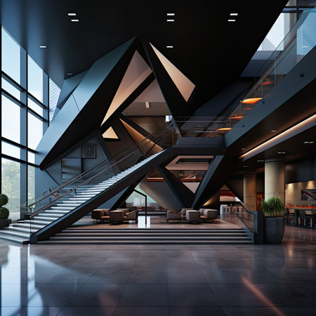 Interior of a modern office lobby.の素材