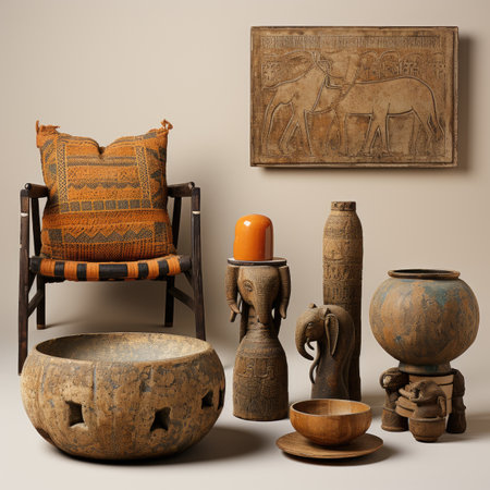 Set of interior objects in the style of ancient Egypt.の素材