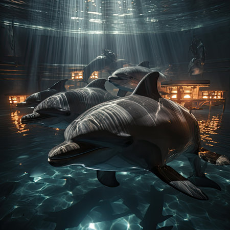Dolphins swimming in the ocean.の素材