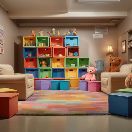 children's room interior with toys and furniture.の素材