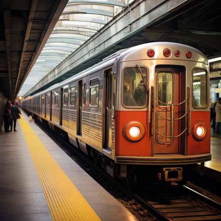 Train at the platform of the railway stationの素材
