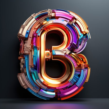Neon letter B in futuristic styleの素材
