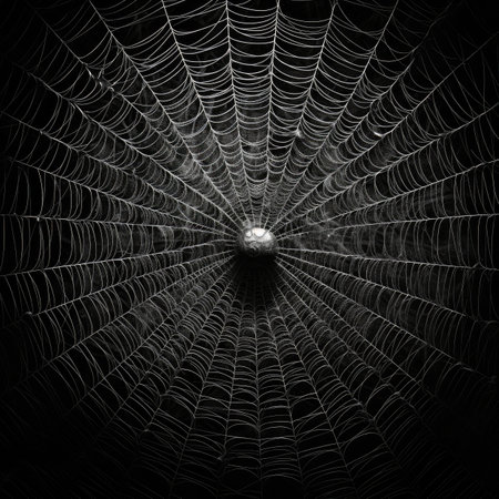 spider web in black and whiteの素材