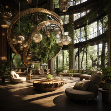 modern living room interior design with green plant.の素材