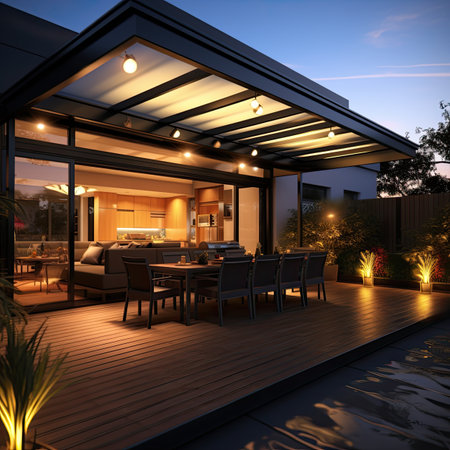 modern cozy house with parking and poolの素材