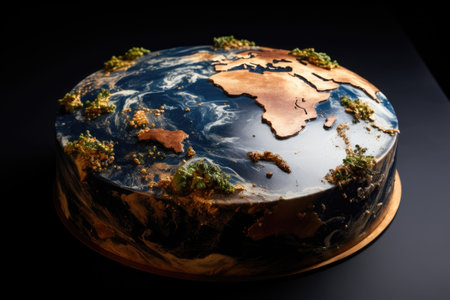 Earth globe on black background.の素材