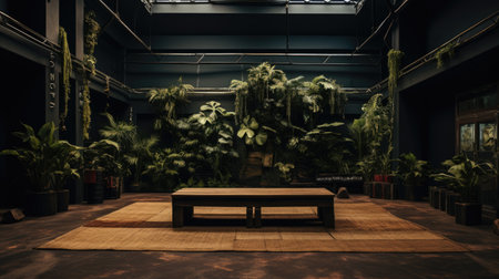 a room with a lot of plants and treesの素材