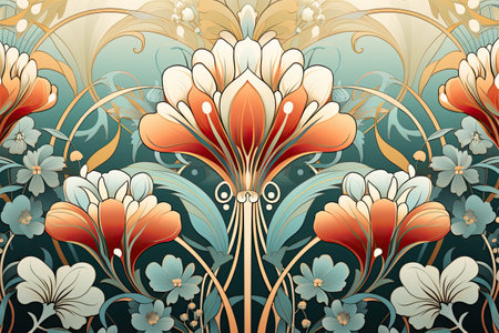 Floral pattern with decorative ornament.の素材