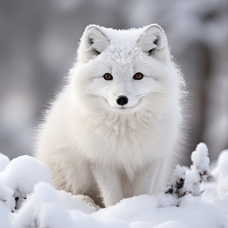 Arctic fox in winter forestの素材