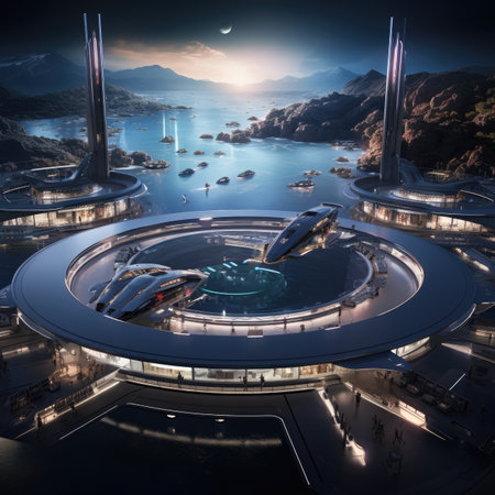 Futuristic city in the moonlight. 3の素材