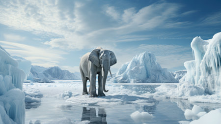 Elephant on the ice floe.の素材