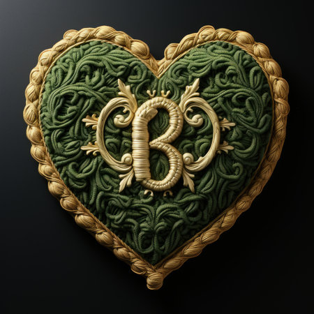 Luxury gold heart with dragon on black background.の素材