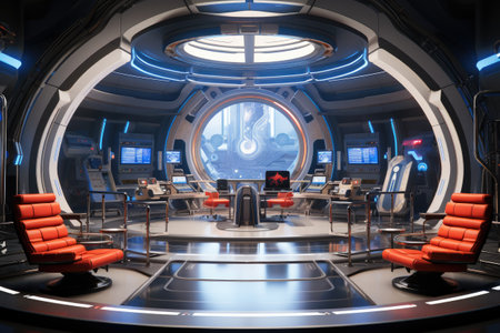 a spaceship interior. Futuristic spaceship interior.の素材