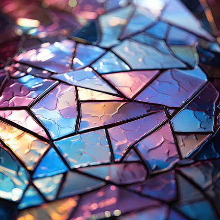 abstract background of a stained glass window in blue and pink tonesの素材