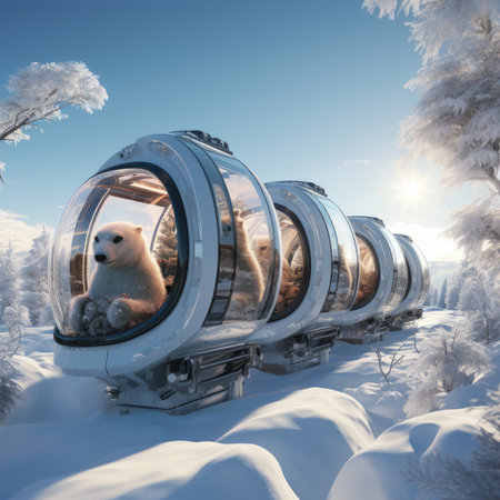 Polar bear in the cabin of a car.の素材